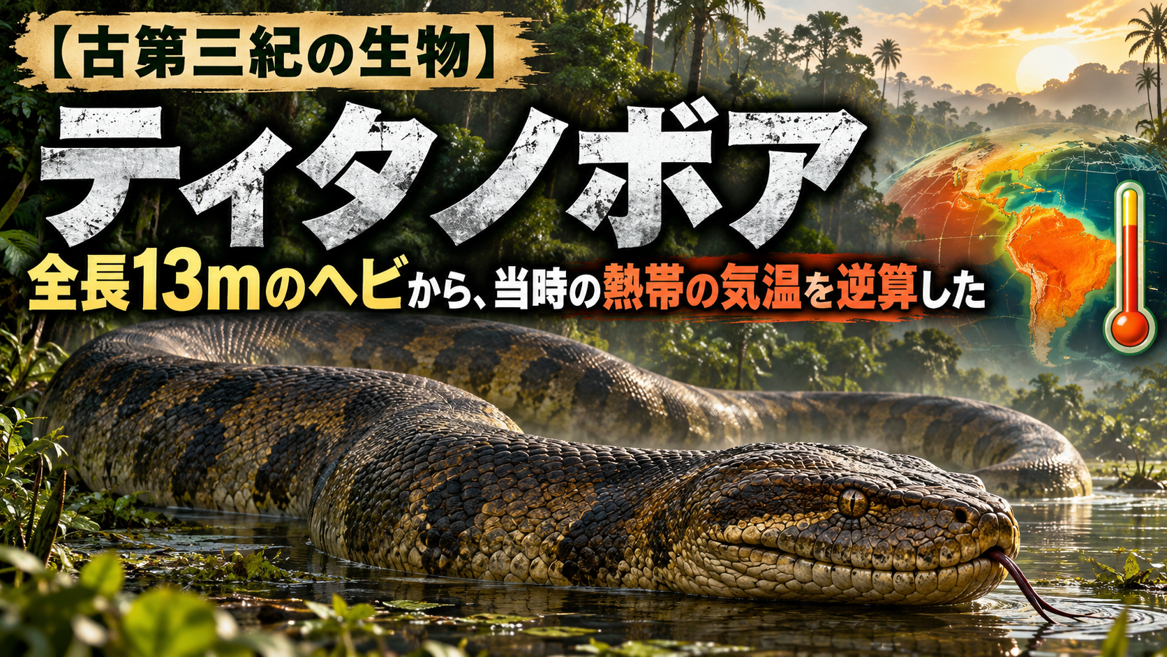 【古第三紀の生物】ティタノボア - 全長13mのヘビから、当時の熱帯の気温を逆算した