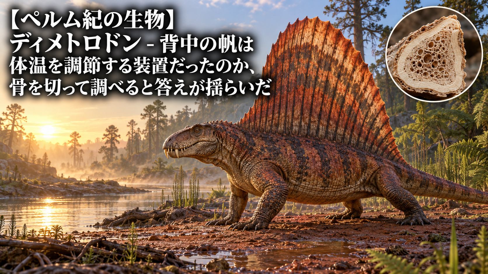 【ペルム紀の生物】ディメトロドン - 背中の帆は体温を調節する装置だったのか、骨を切って調べると答えが揺らいだ