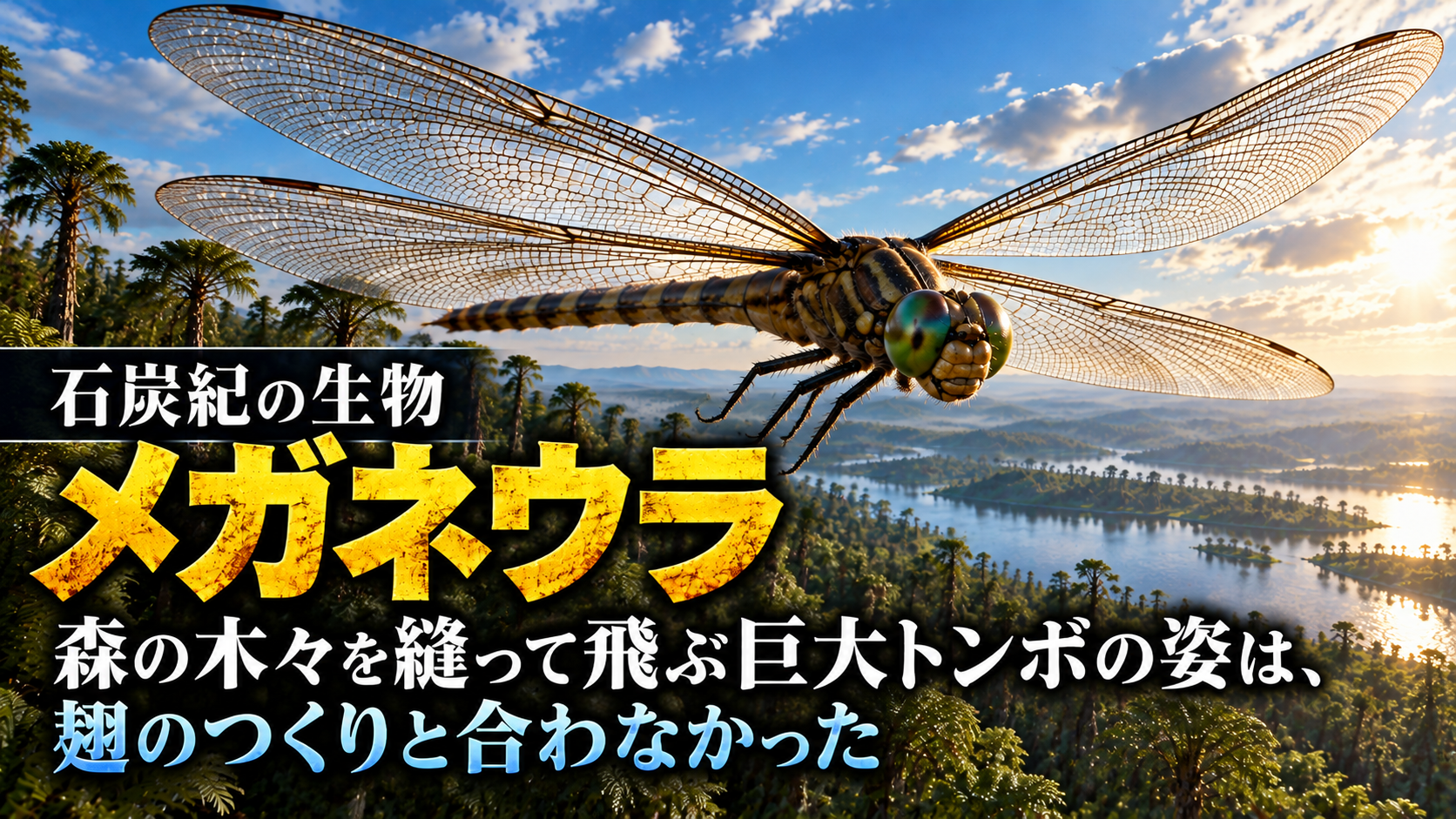 【石炭紀の生物】メガネウラ - 森の木々を縫って飛ぶ巨大トンボの姿は、翅のつくりと合わなかった