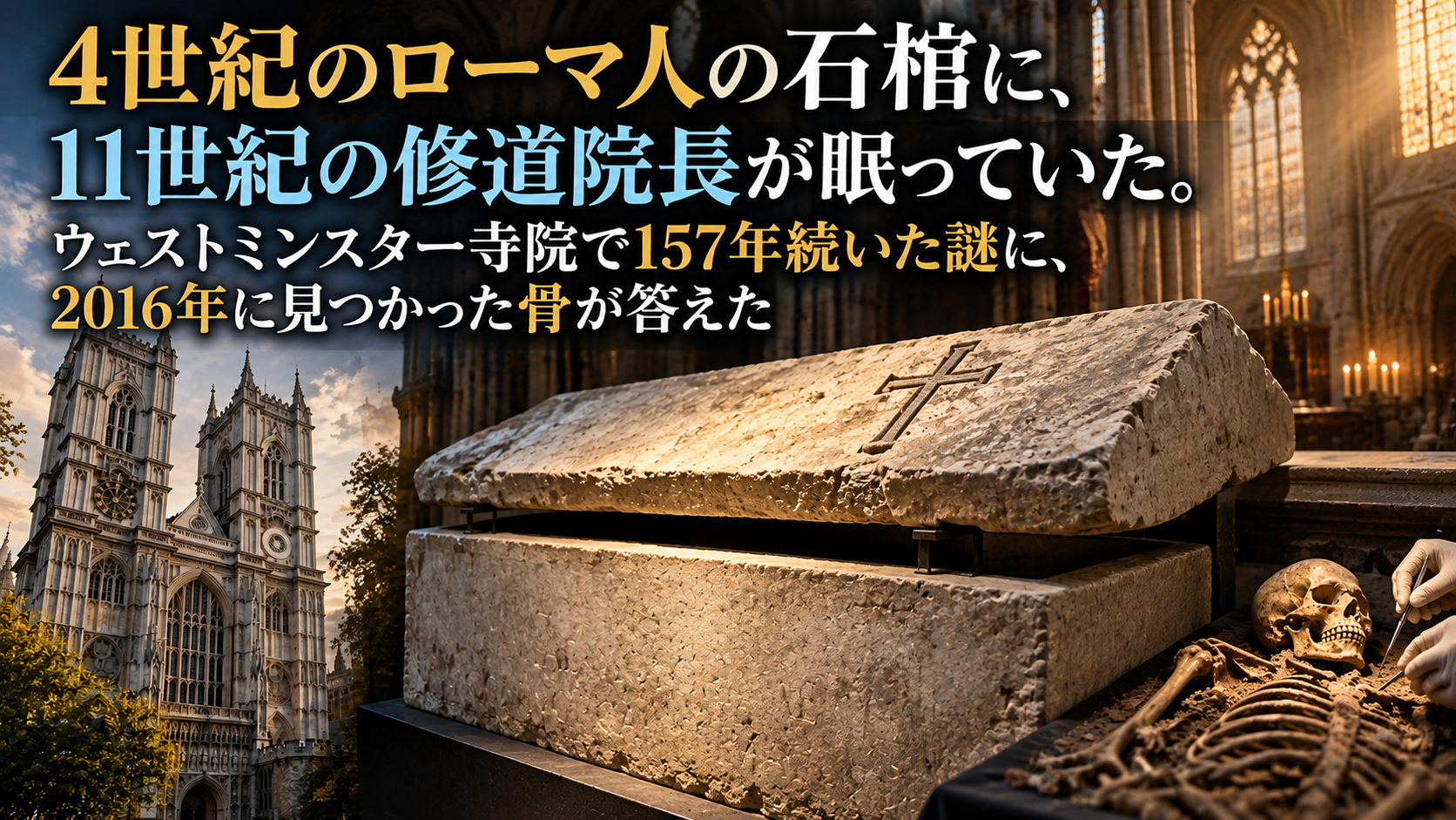 4世紀のローマ人の石棺に、11世紀の修道院長が眠っていた。ウェストミンスター寺院で157年続いた謎に、2016年に見つかった骨が答えた